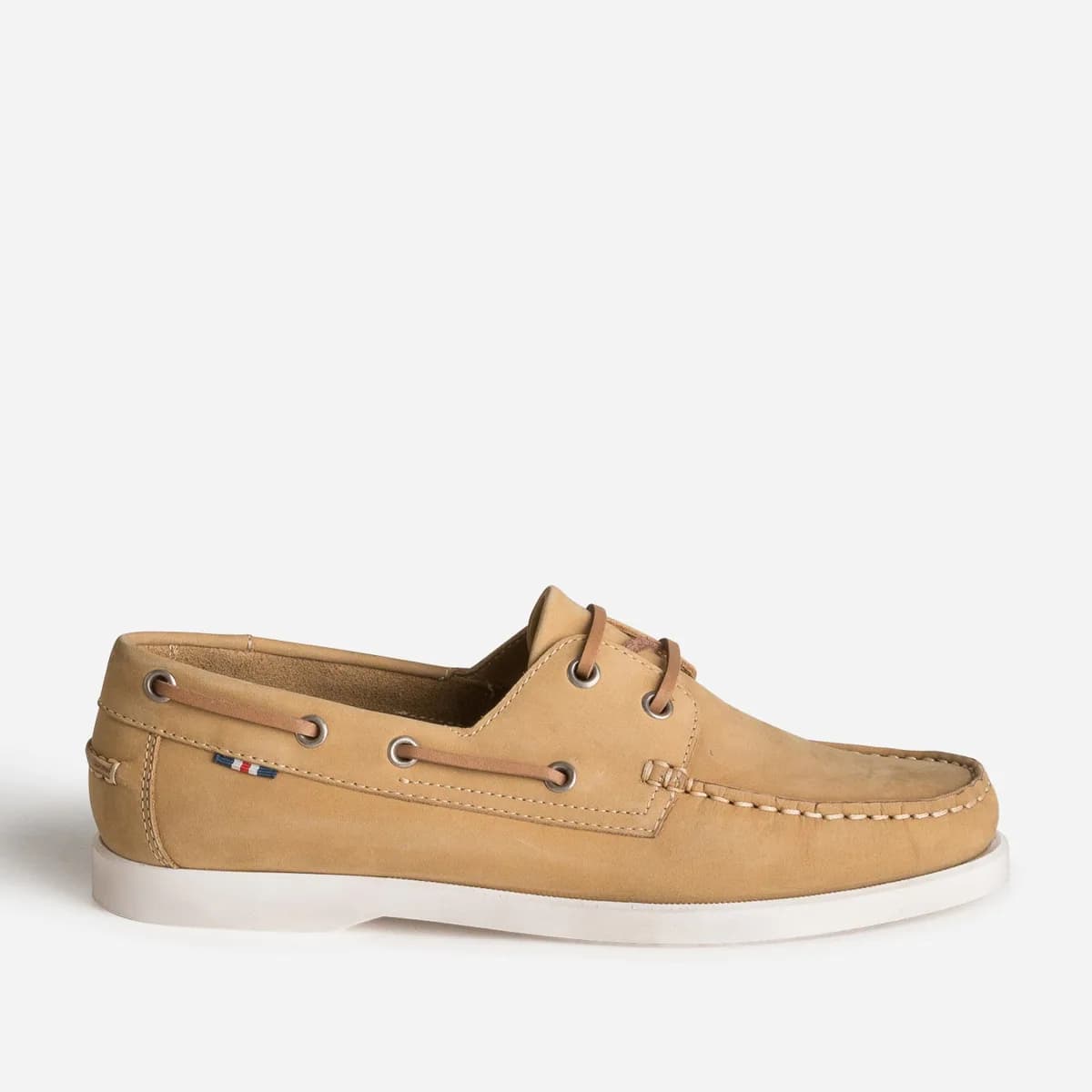 Chaussure-bateau camel cuir nubuck