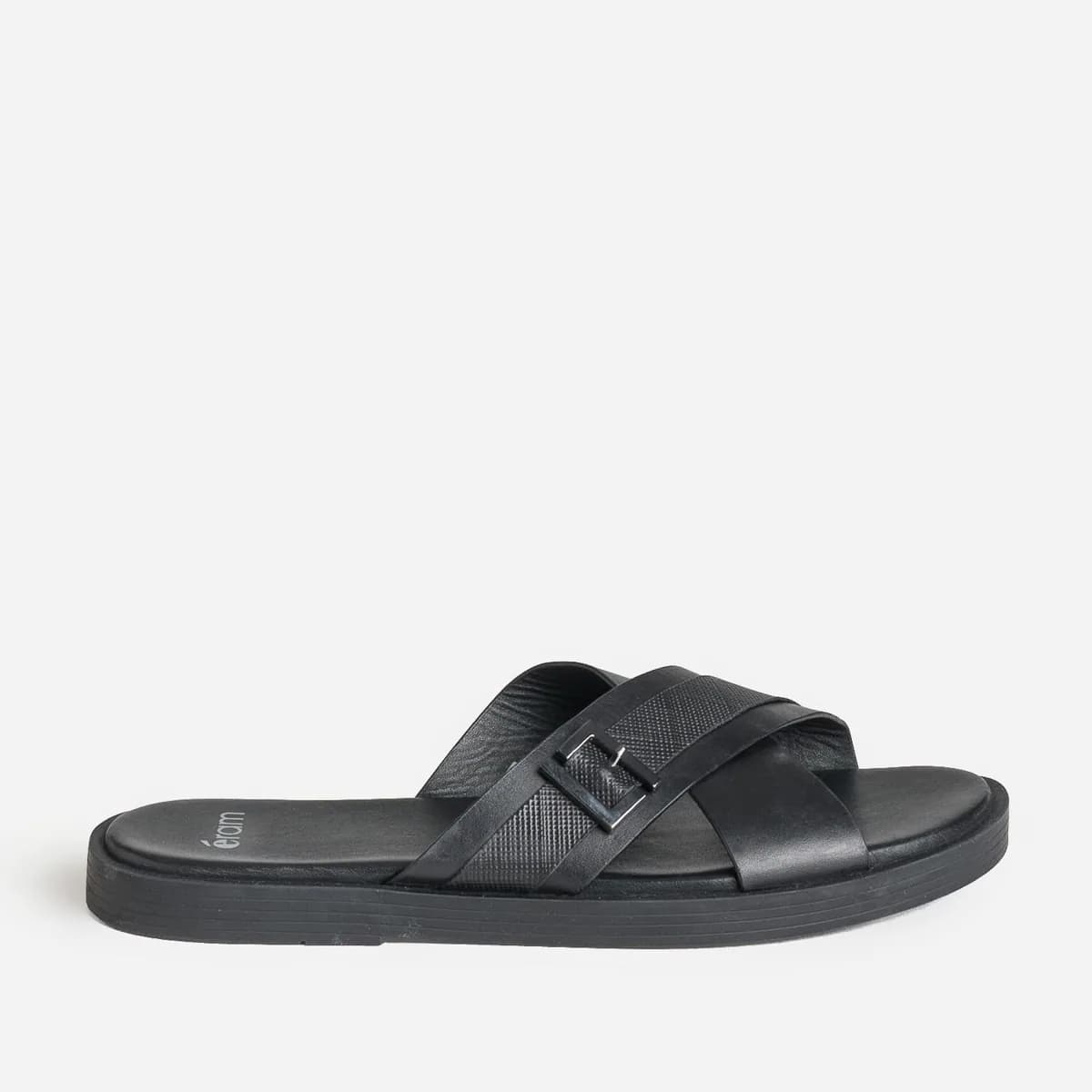 Mule noire cuir larges brides