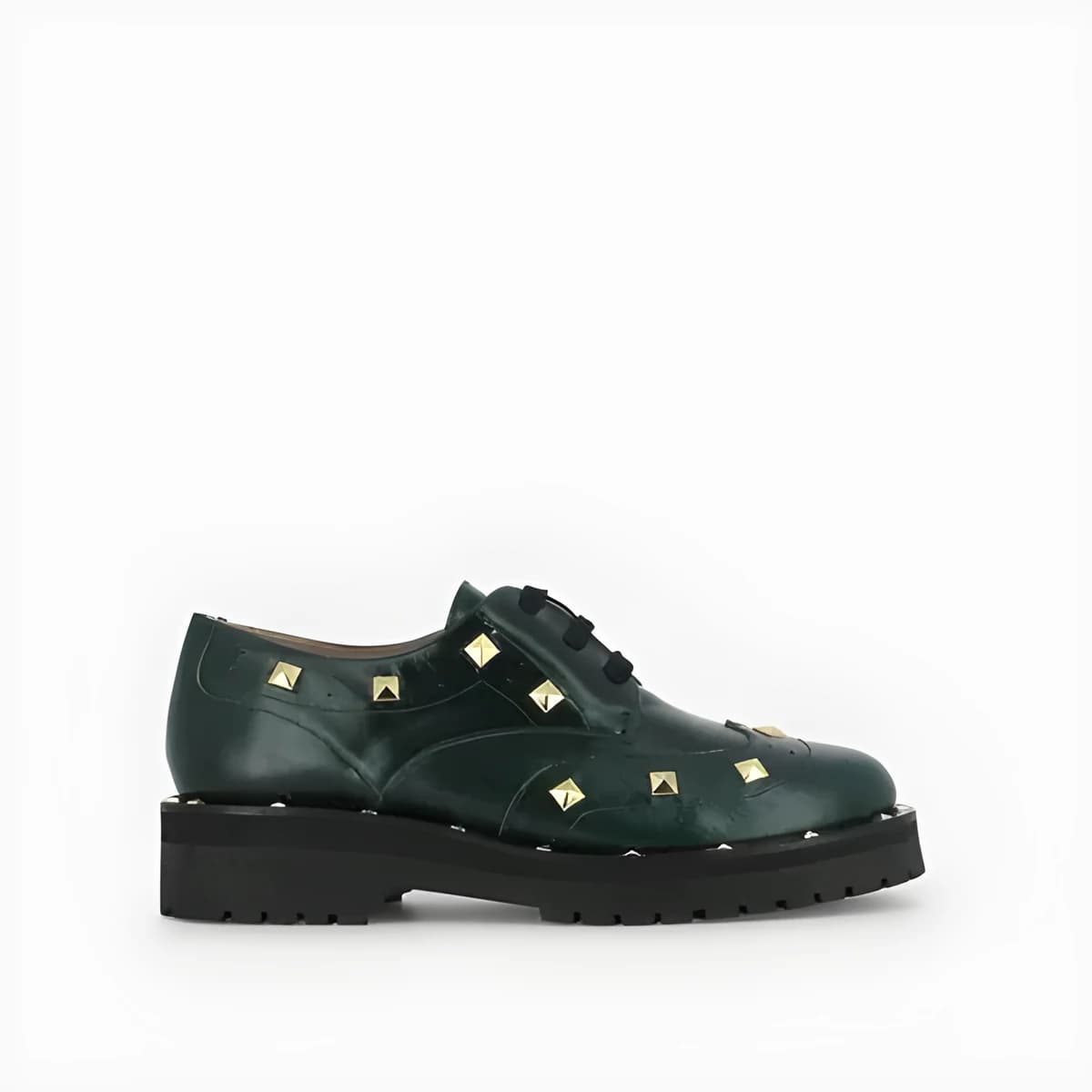 Derbies à clous en cuir vert