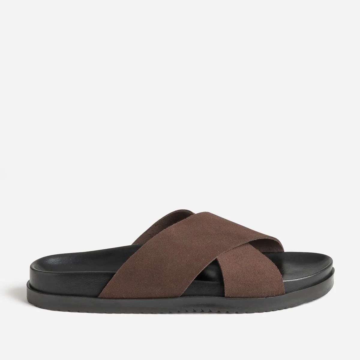 Mule anatomique marron cuir velours