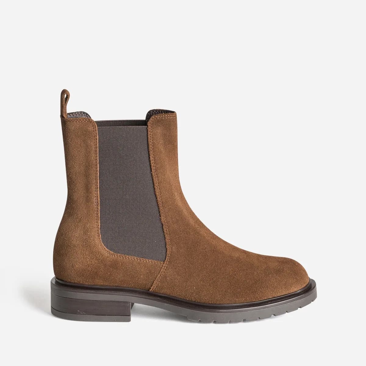 Chelsea boots marron cuir velours