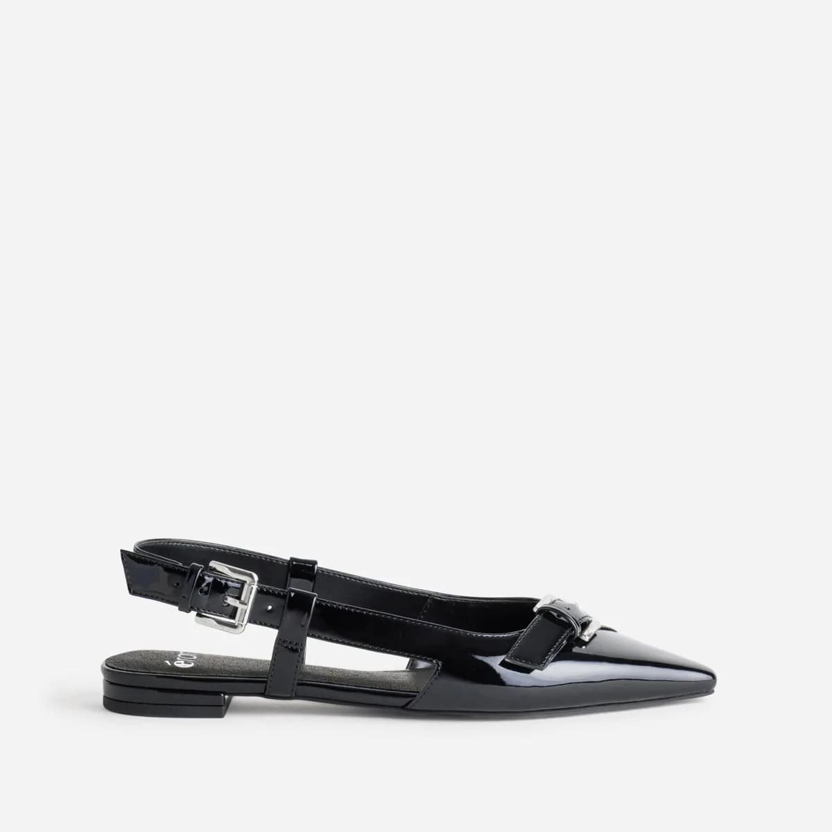 Ballerine slingback noire vernie
