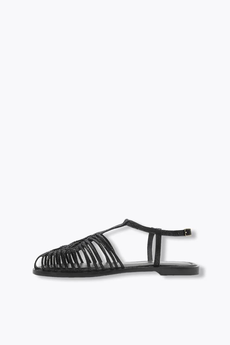 Sandales plates en cuir Femme