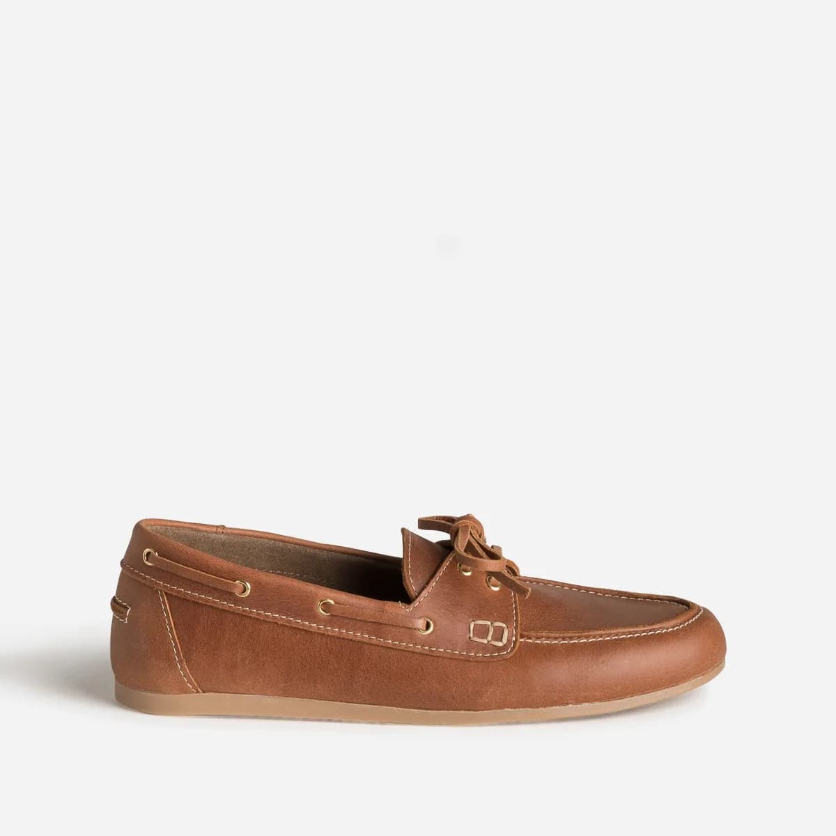 Chaussure-bateau cognac cuir