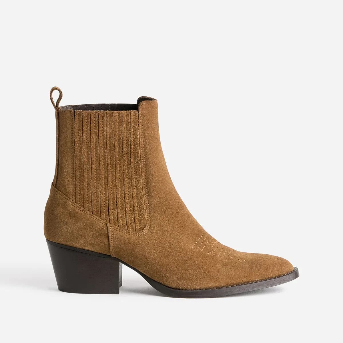 Chelsea boots santiags camel cuir velours