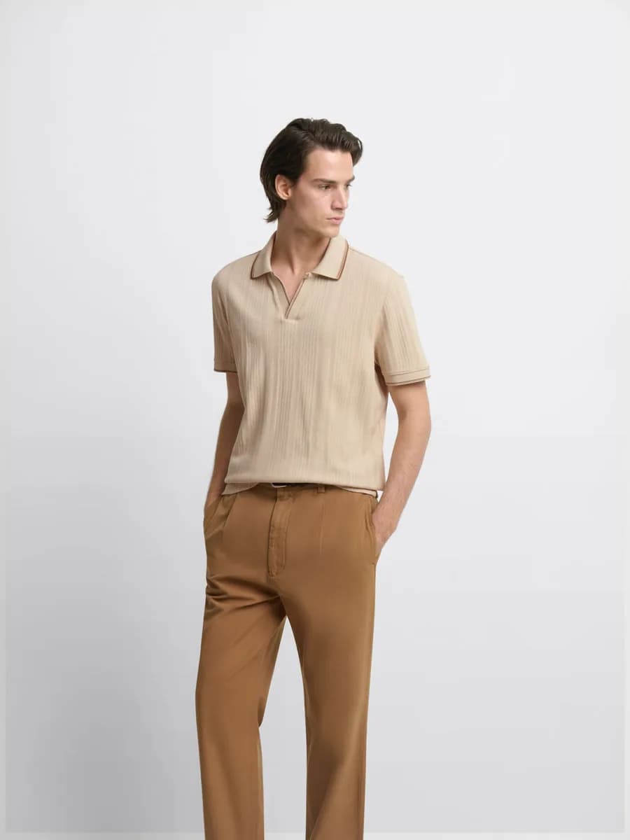 Polo col derby en coton