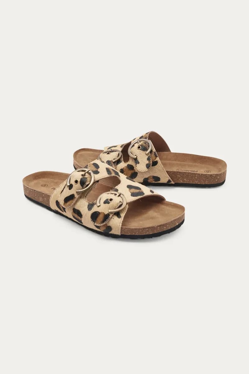 Sandales léopard en cuir Femme