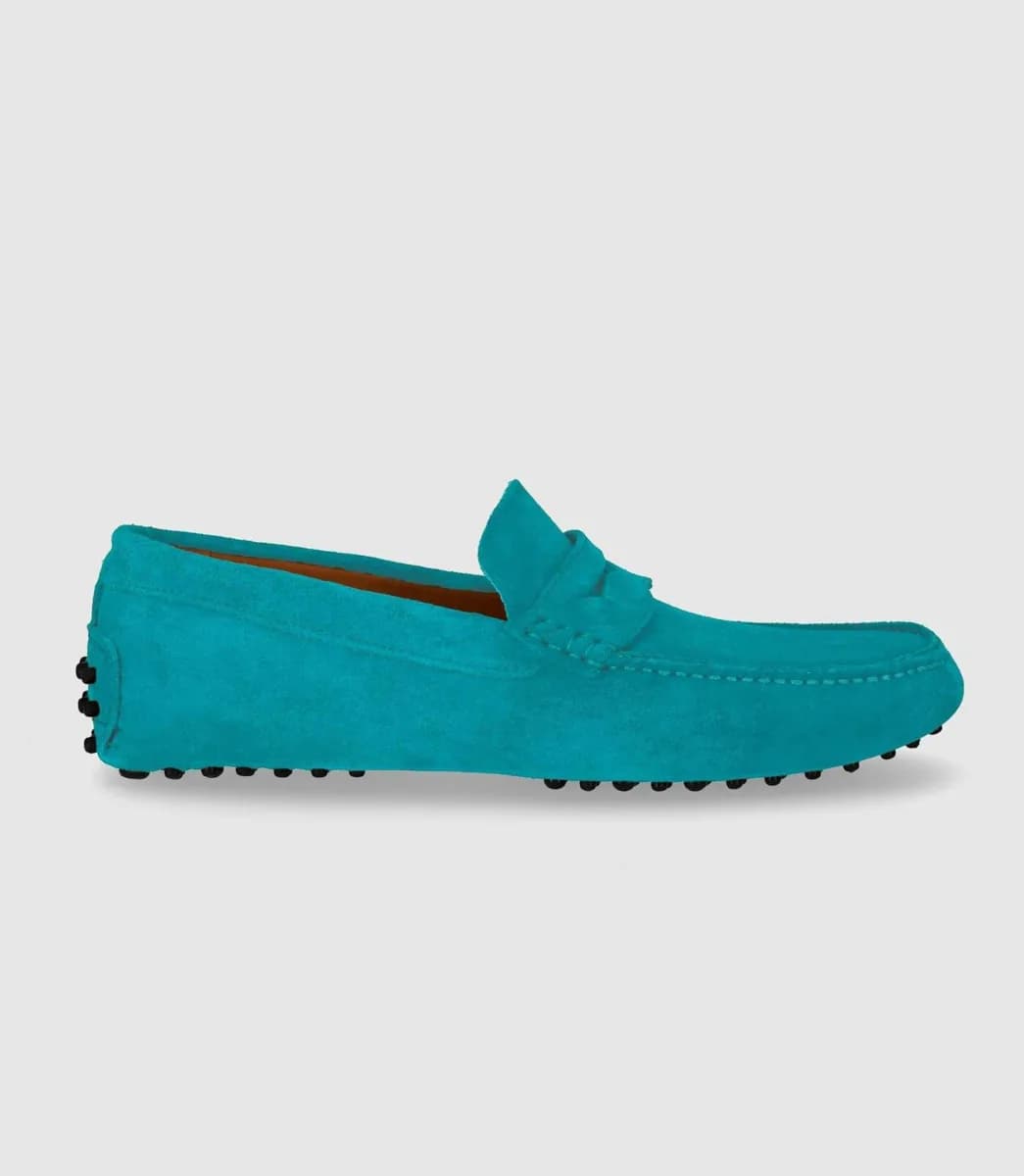 Mocassin en cuir velours bleu ciel "Eros 2"