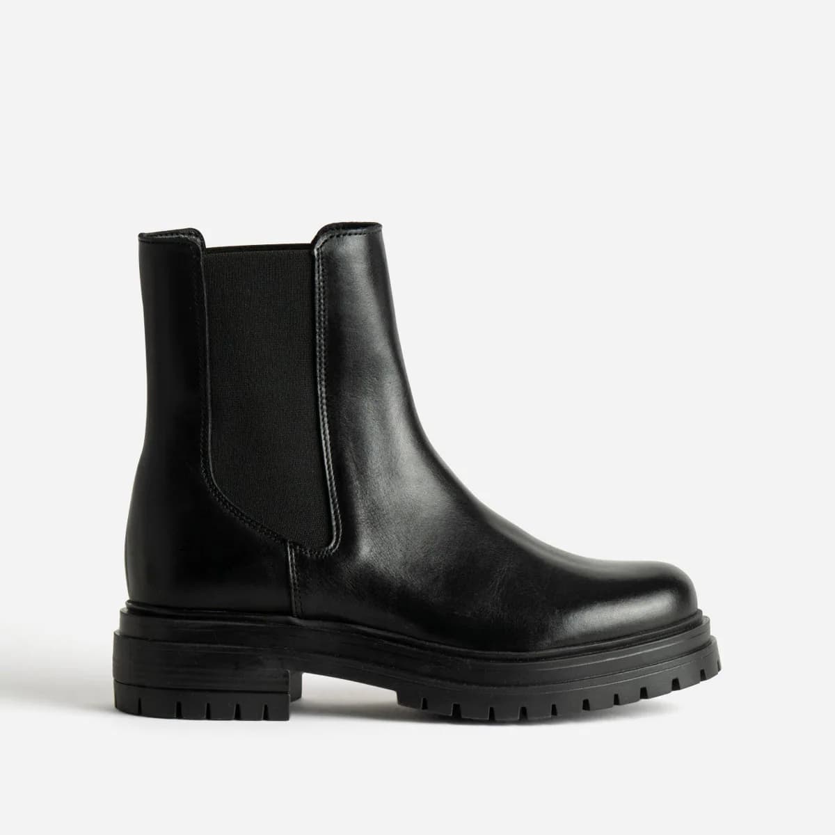 Chelsea boots noir cuir semelle crantée