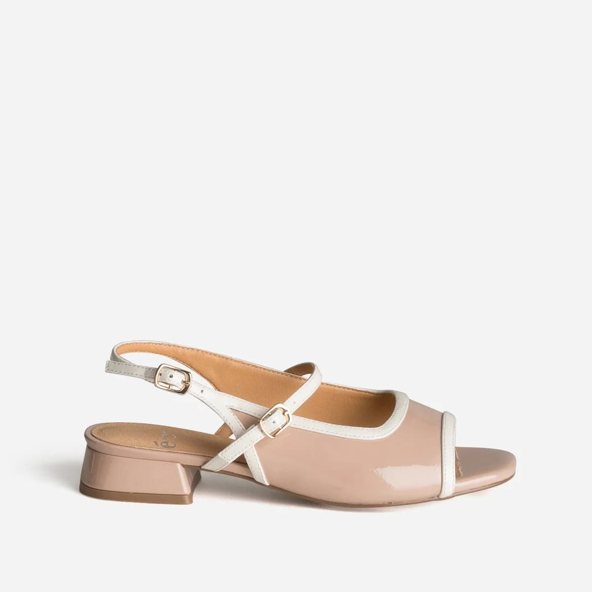 Babies slingback beige bordure blanche open-toe