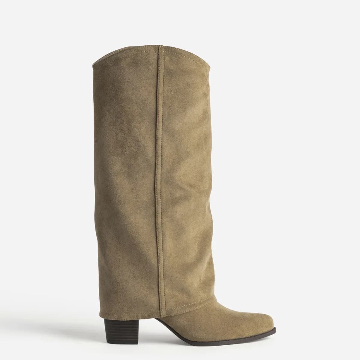 Botte fourreau taupe velouté