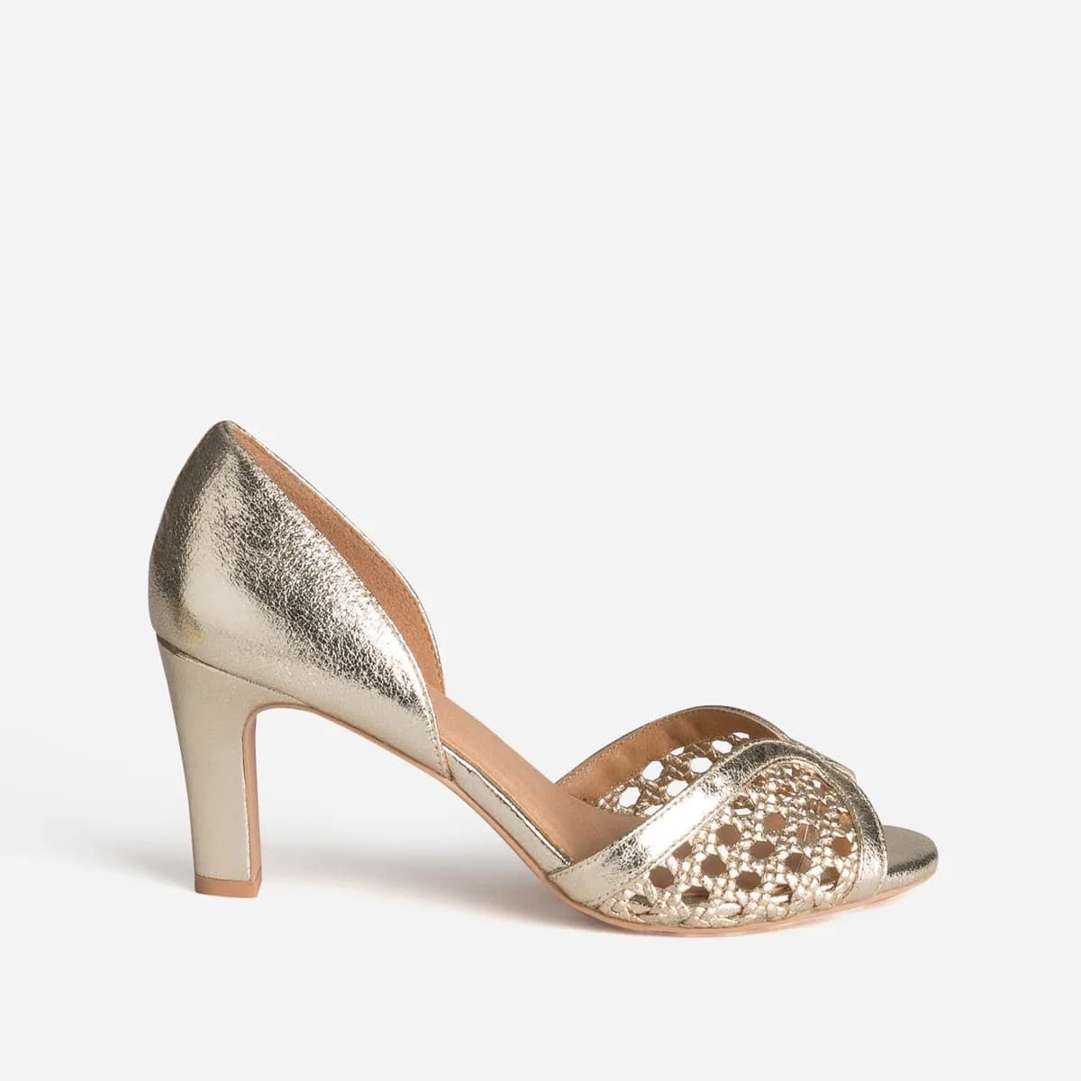 Escarpin doré ajouré open-toe