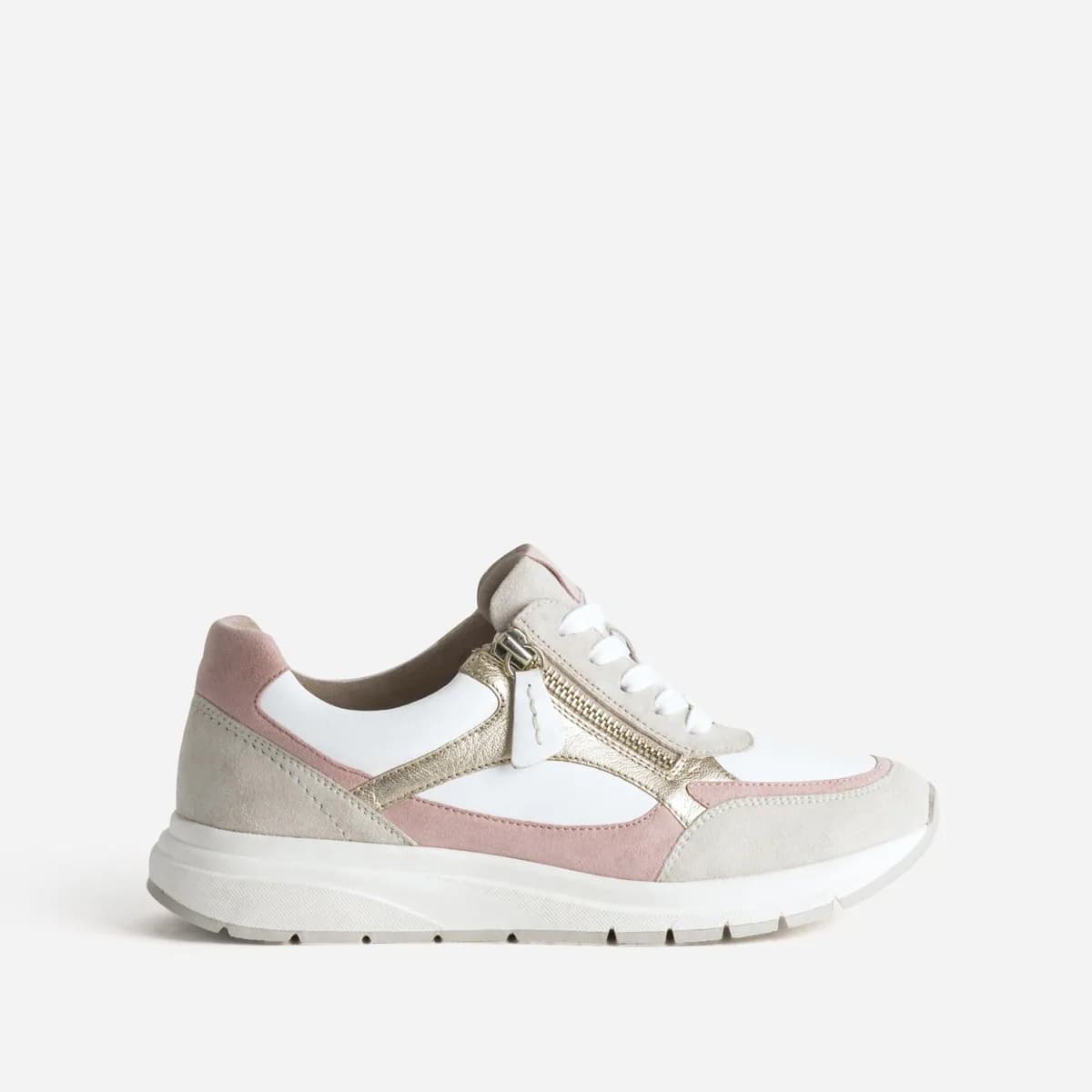 Tennis CAPRICE blanche, beige, rose, doré