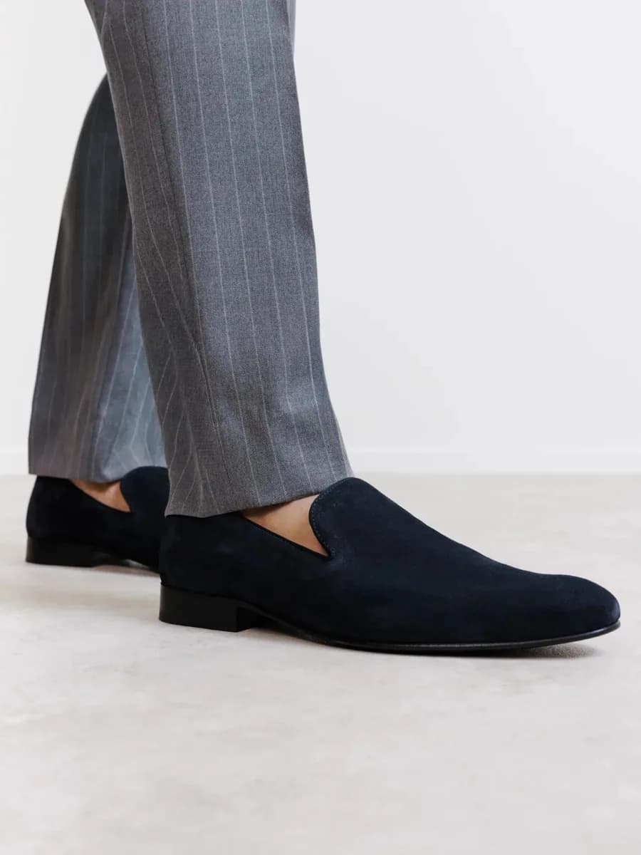 Mocassin en suède marine