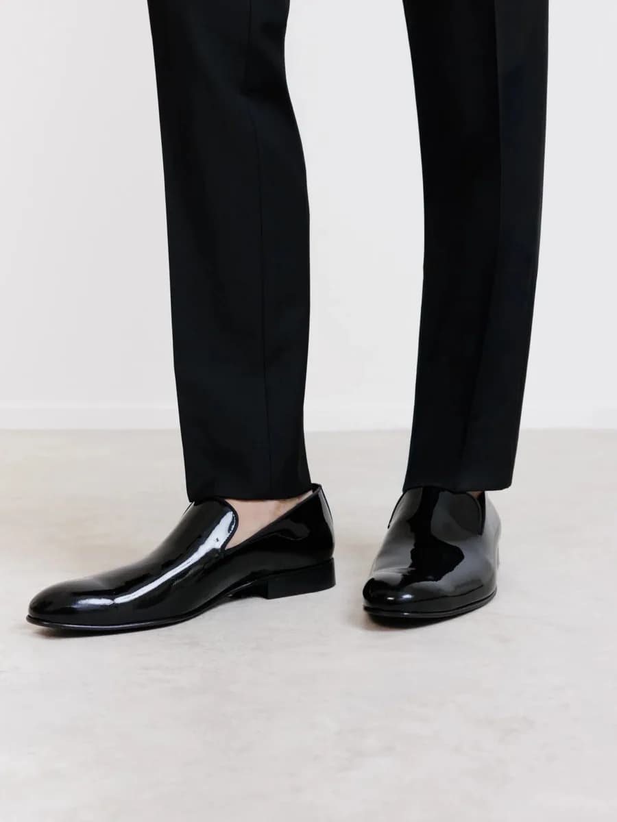 Mocassin en cuir verni noir