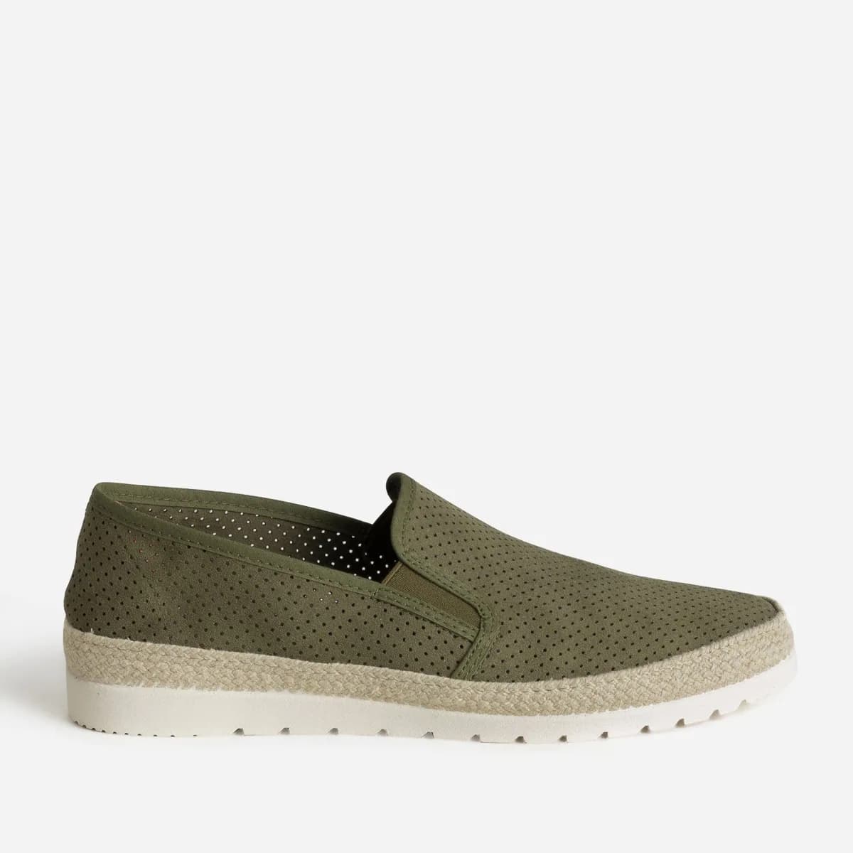 Slip-on kaki en toile perforée