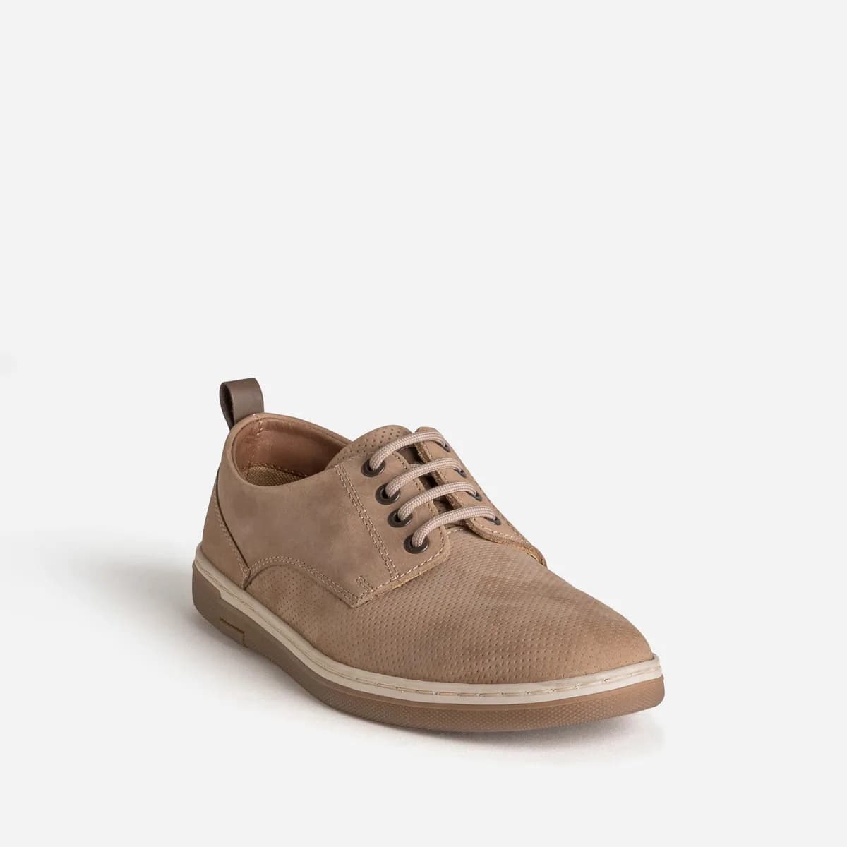 Tennis beige cuir velours embossé