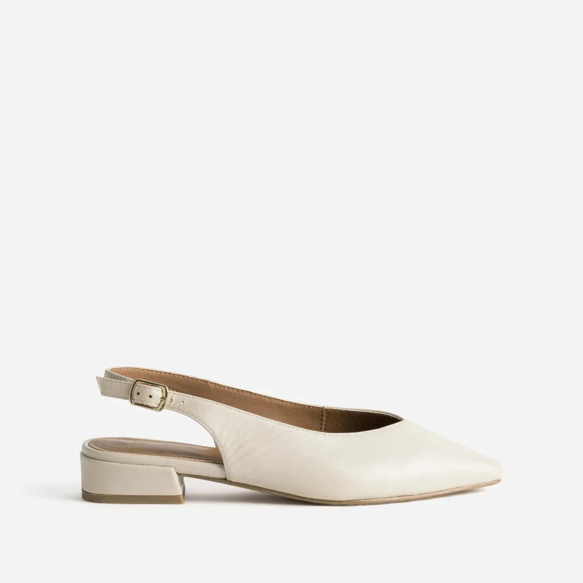 Ballerine slingback beige cuir
