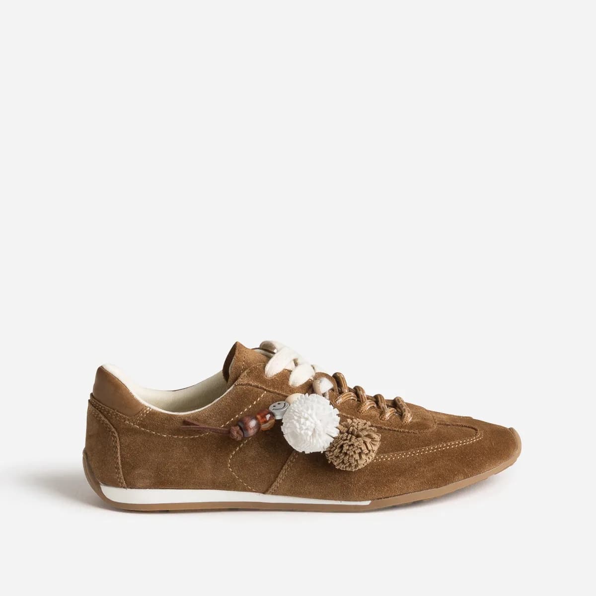 Tennis camel cuir velours double lacet