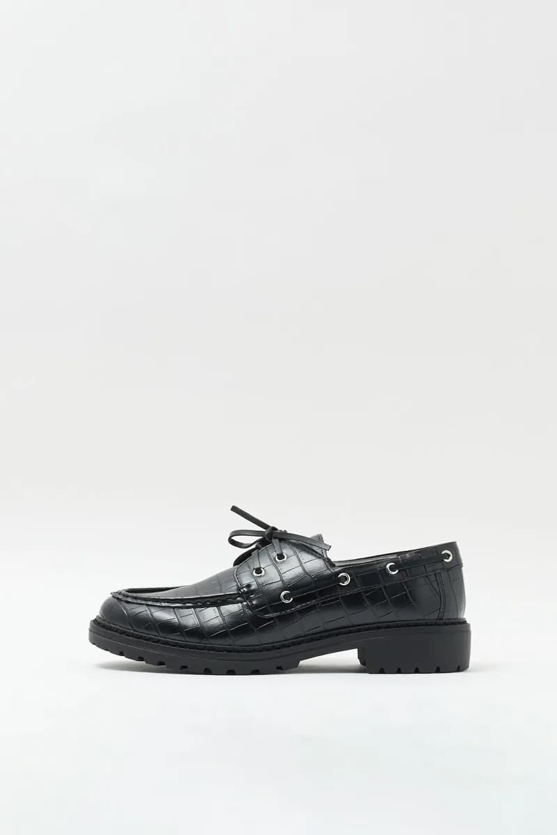 Mocassin en simili croco Femme