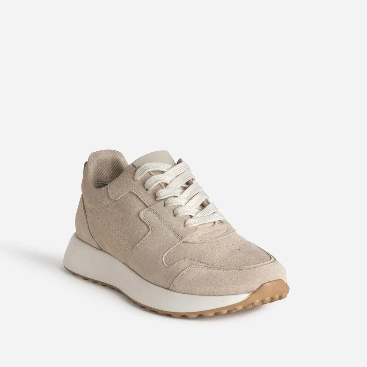 Tennis beige cuir velours