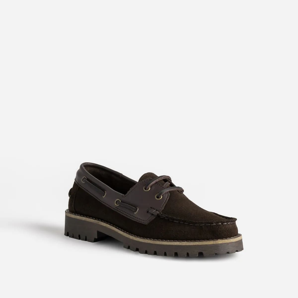 Chaussure-bateau marron cuir velours et cuir