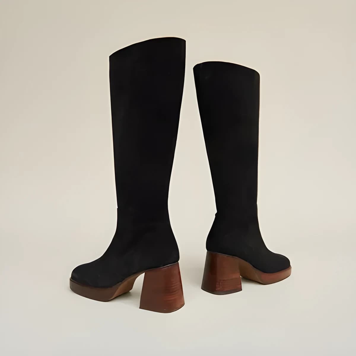 Bottes à plateformes en croute noir
