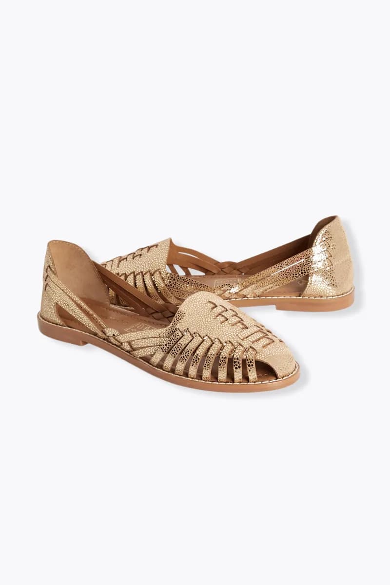 Sandales plates en cuir irisé
