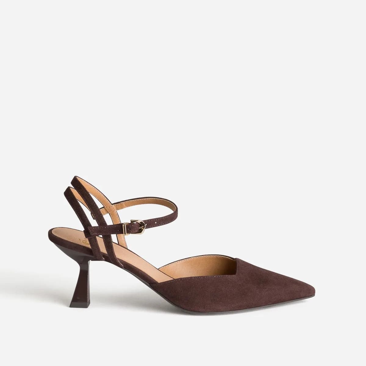 Escarpin marron suédé à brides