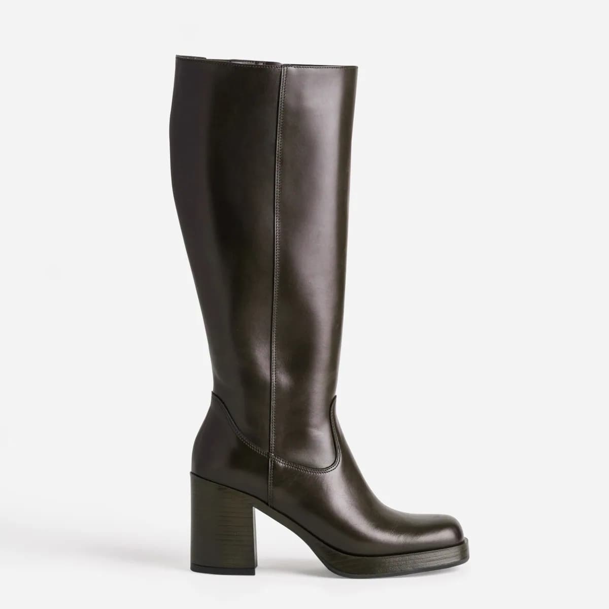 Botte marron cuir mollet large