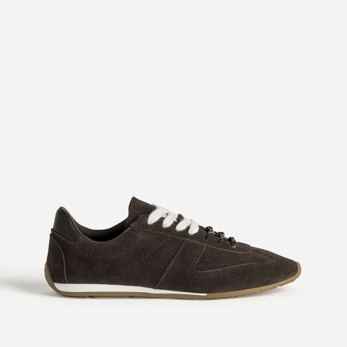 Tennis chocolat cuir velours double lacet