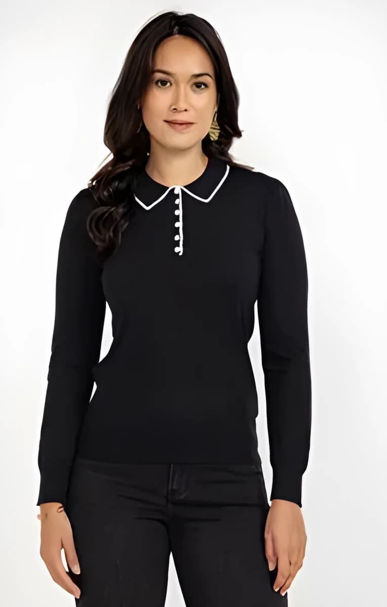 Pull col polo – Noir