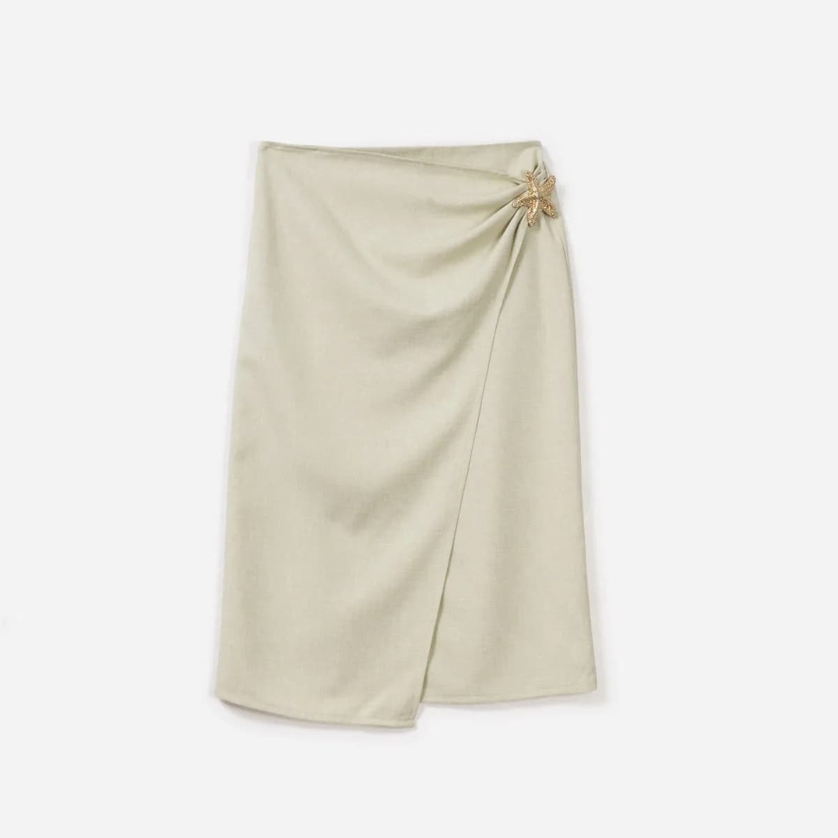Jupe portefeuille TEXTO beige décor étoile