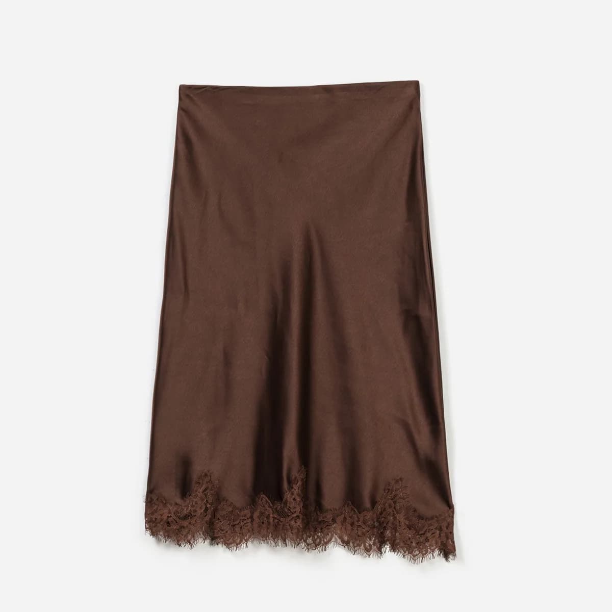 Jupe TEXTO marron avec bande dentelle