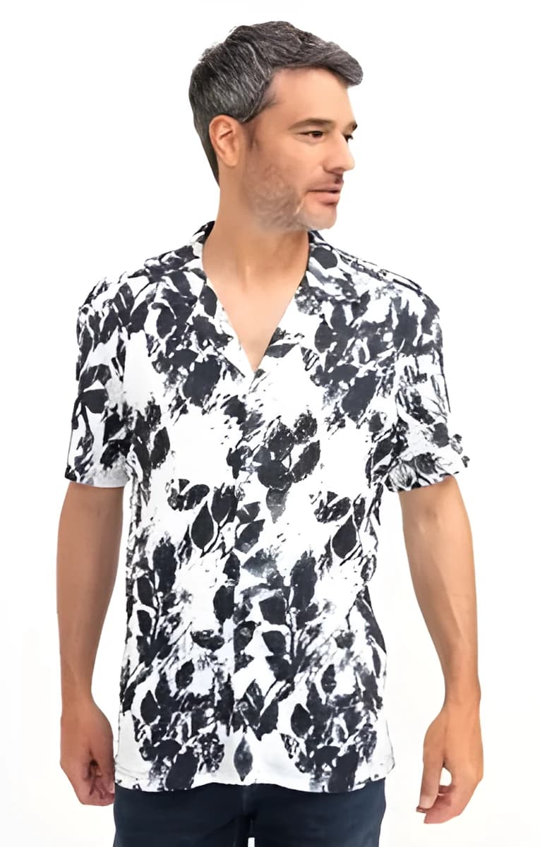 Chemise manches courtes Crep Flower – Taupe