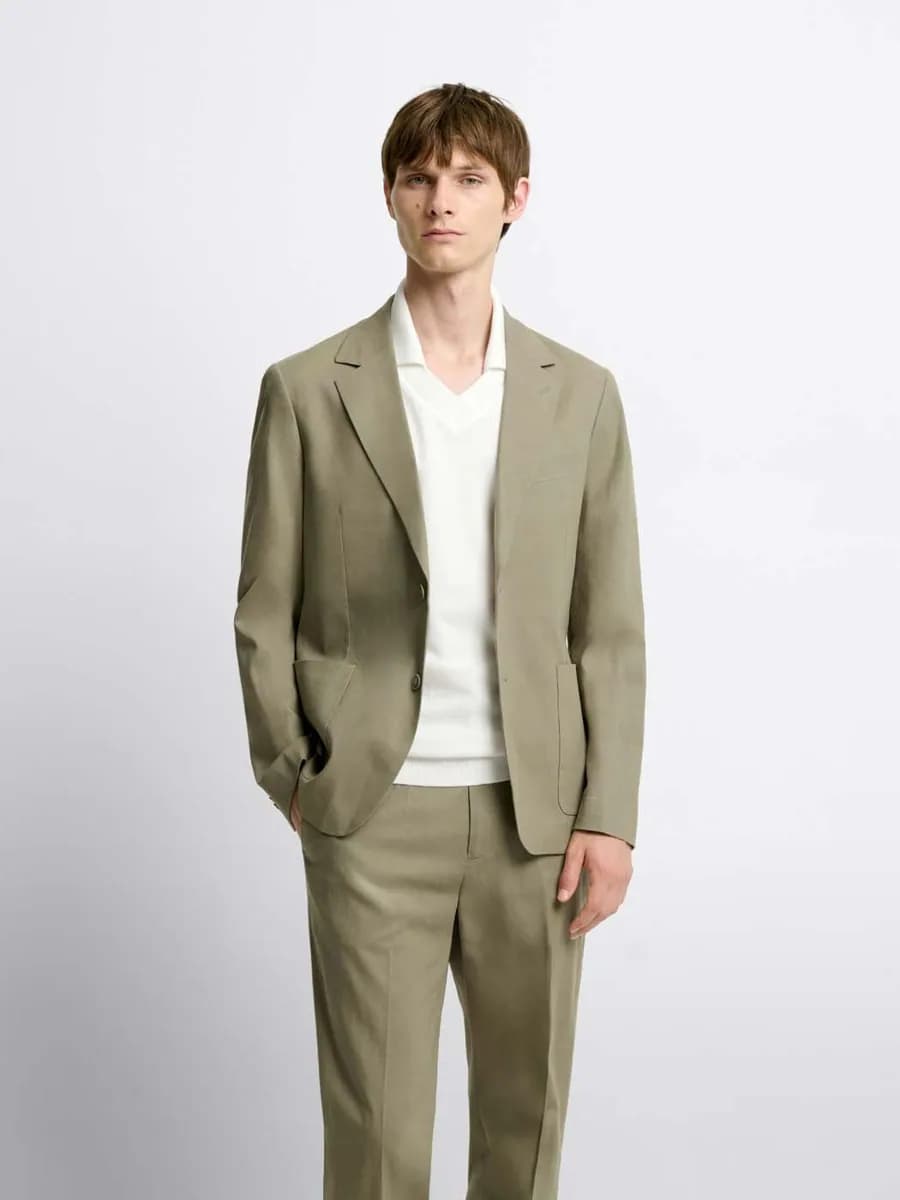 Veste de costume en coton lin