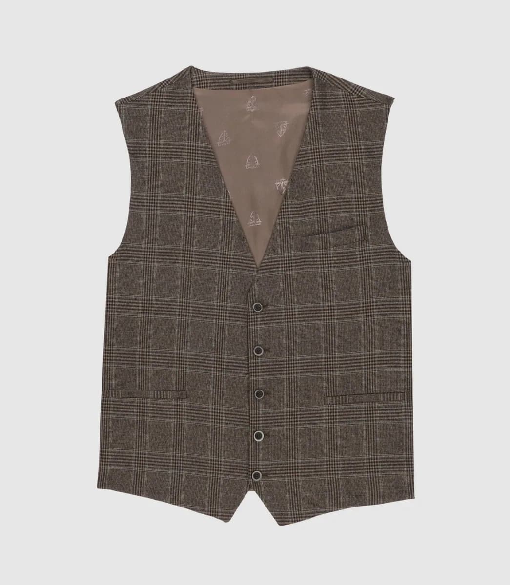 Gilet de costume à carreaux bordeaux XSEPIA