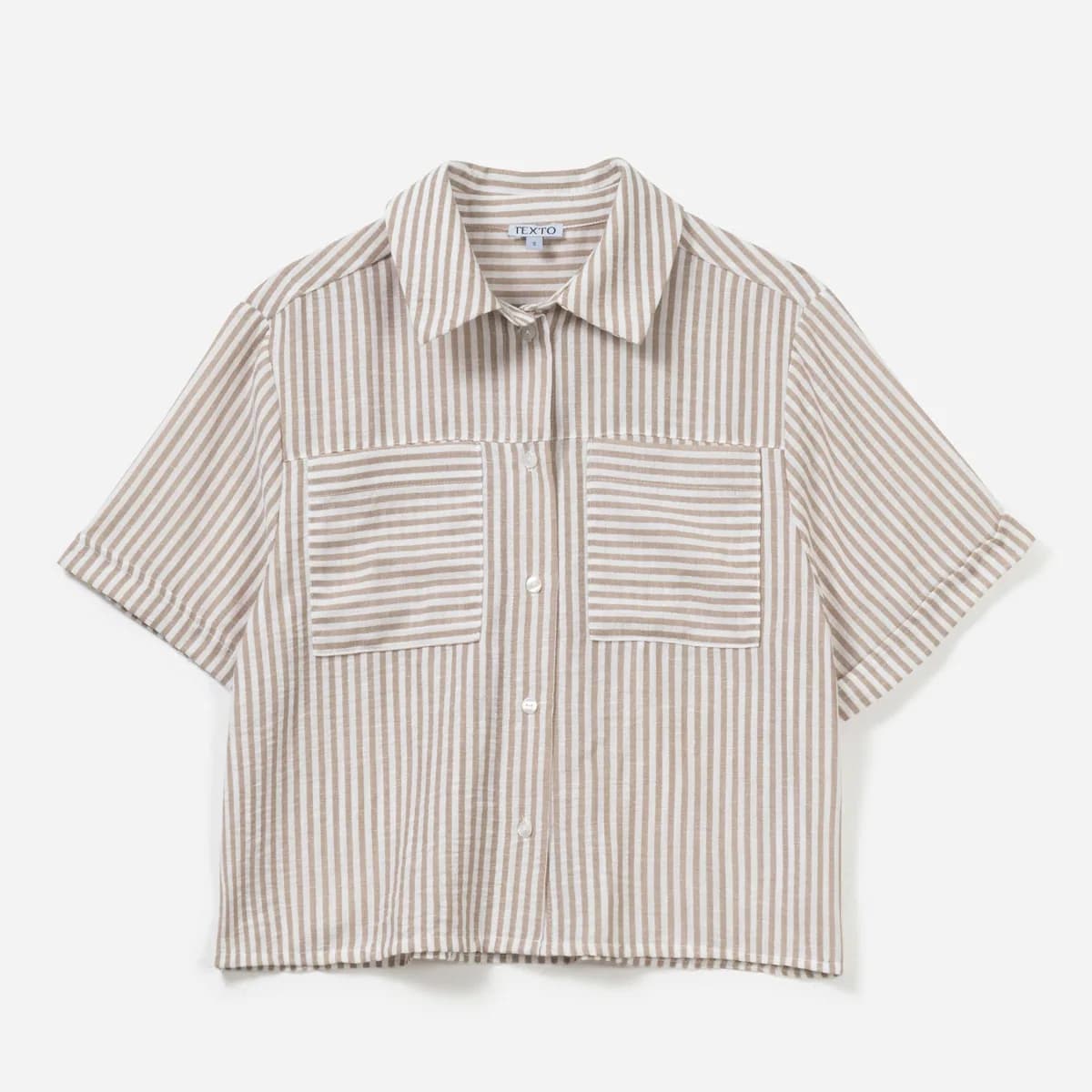 Chemise beige rayée manches courtes
