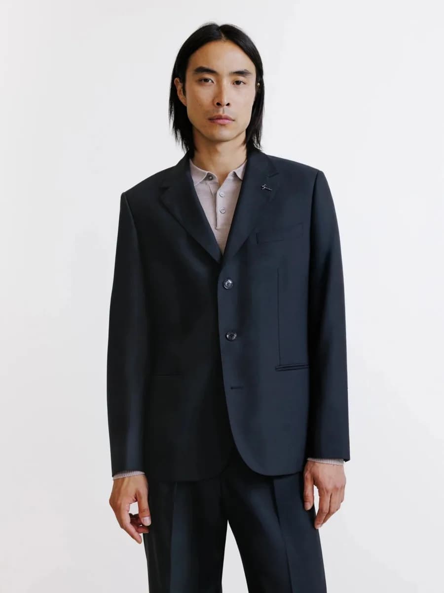 Veste en laine majoritaire noire