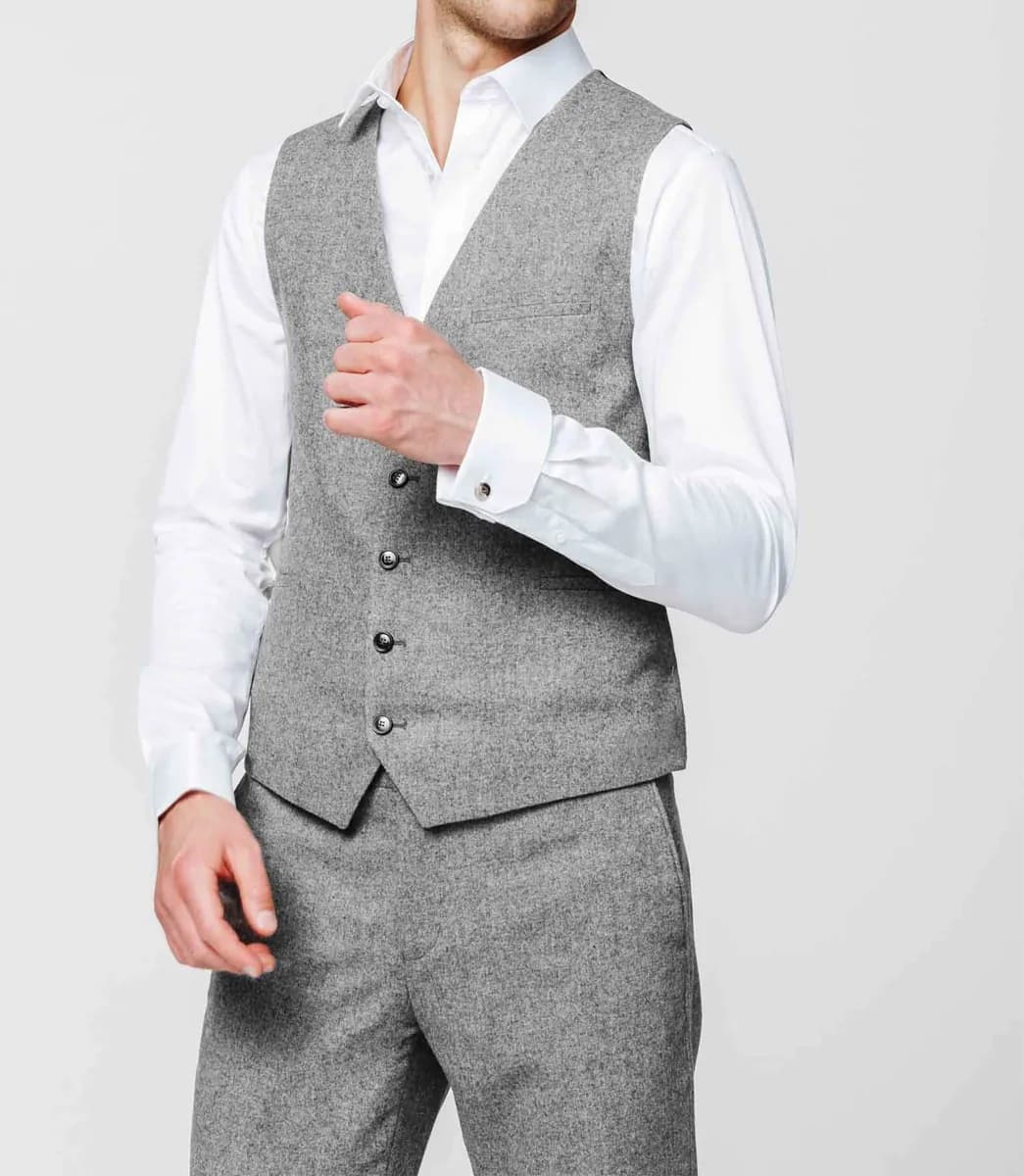 Gilet de costume tweed gris clair
