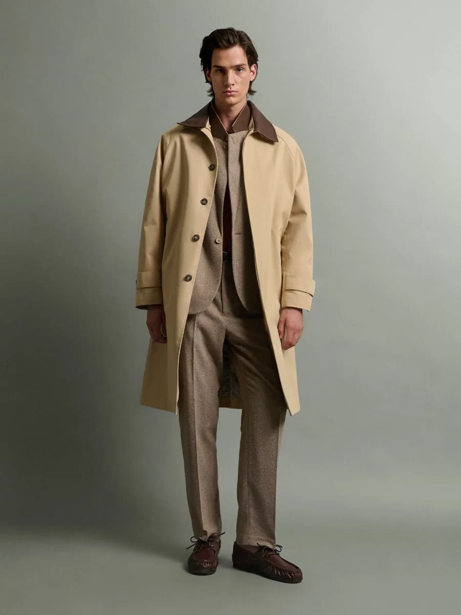Trench col amovible en cuir