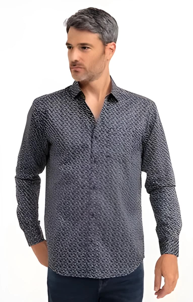 Chemise manches longues Flammes – Marine