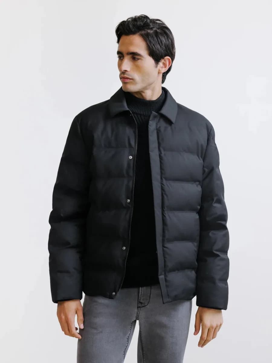 Doudoune courte col chemise noire