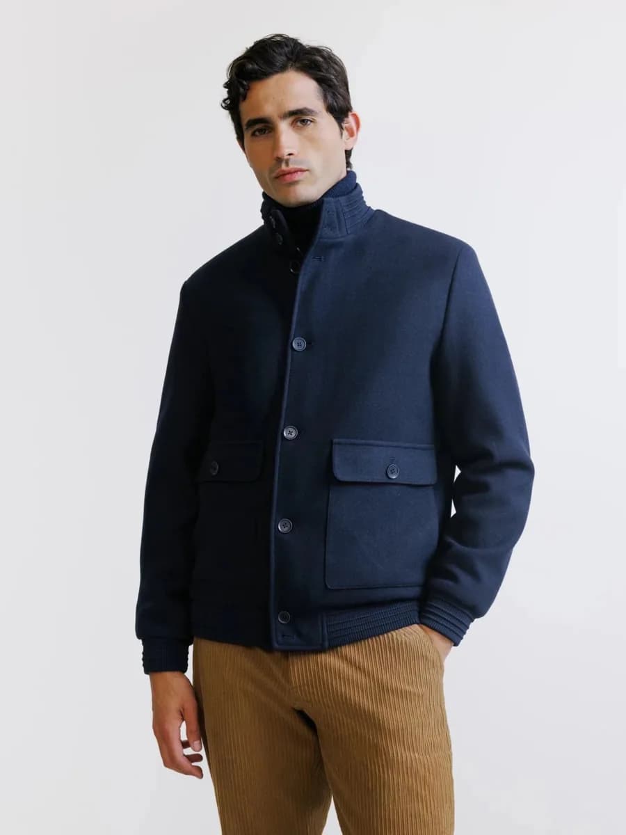 Blouson col montant marine