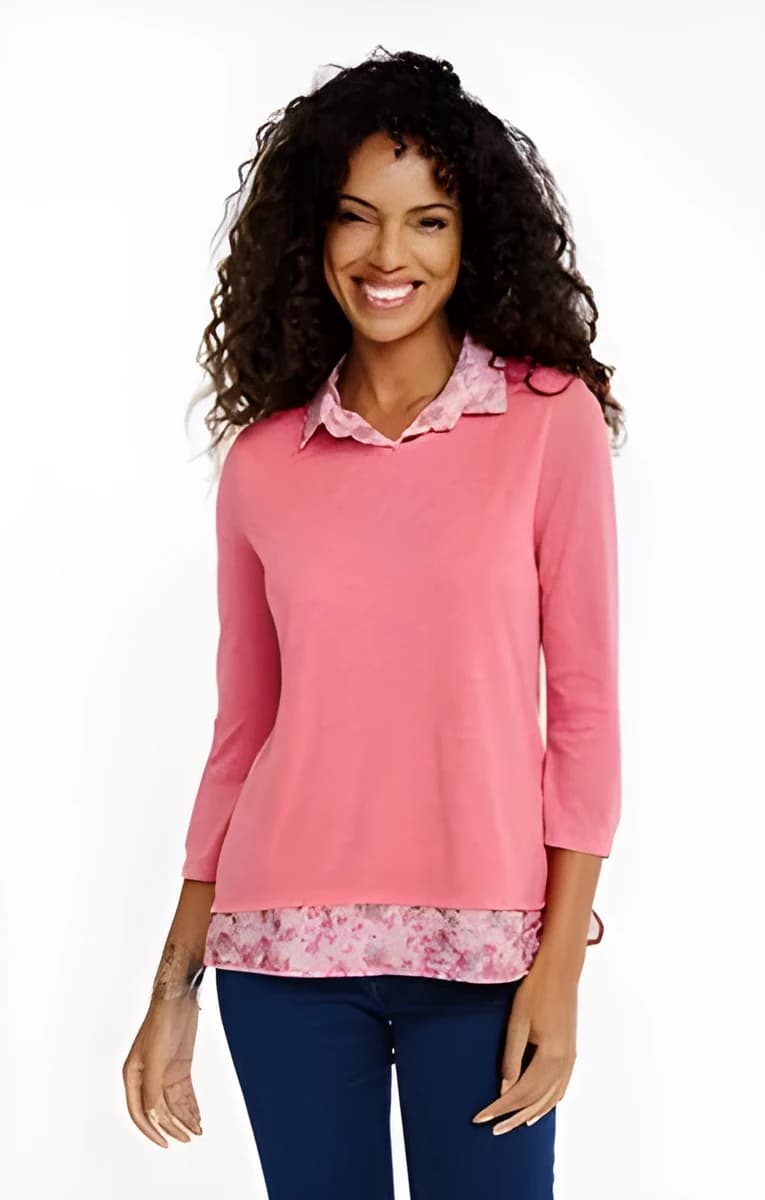 Tee-shirt 2-en-1 manches 3/4 – Pamplemousse