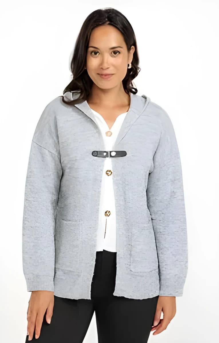 Cardigan avec capuche – Gris Clair