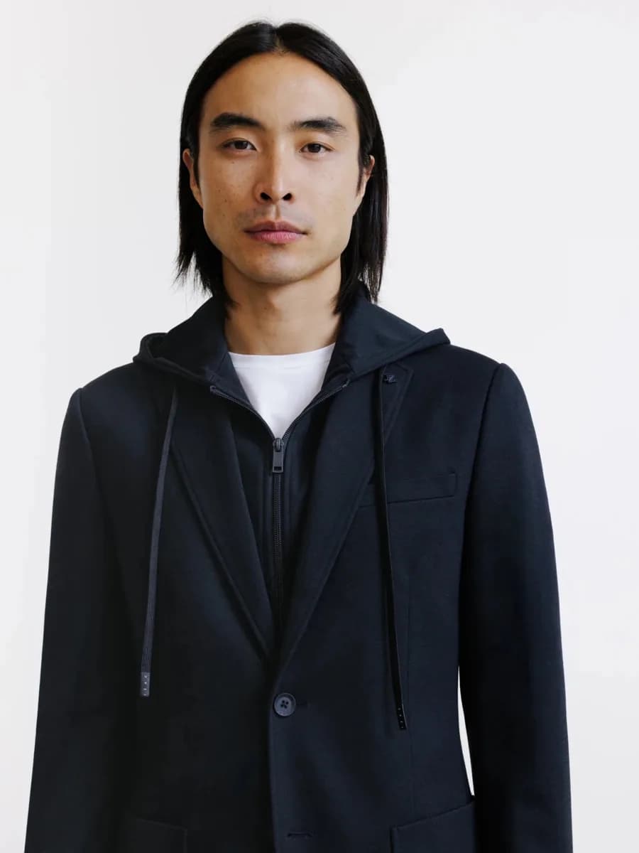 Veste en maille avec parementure marine