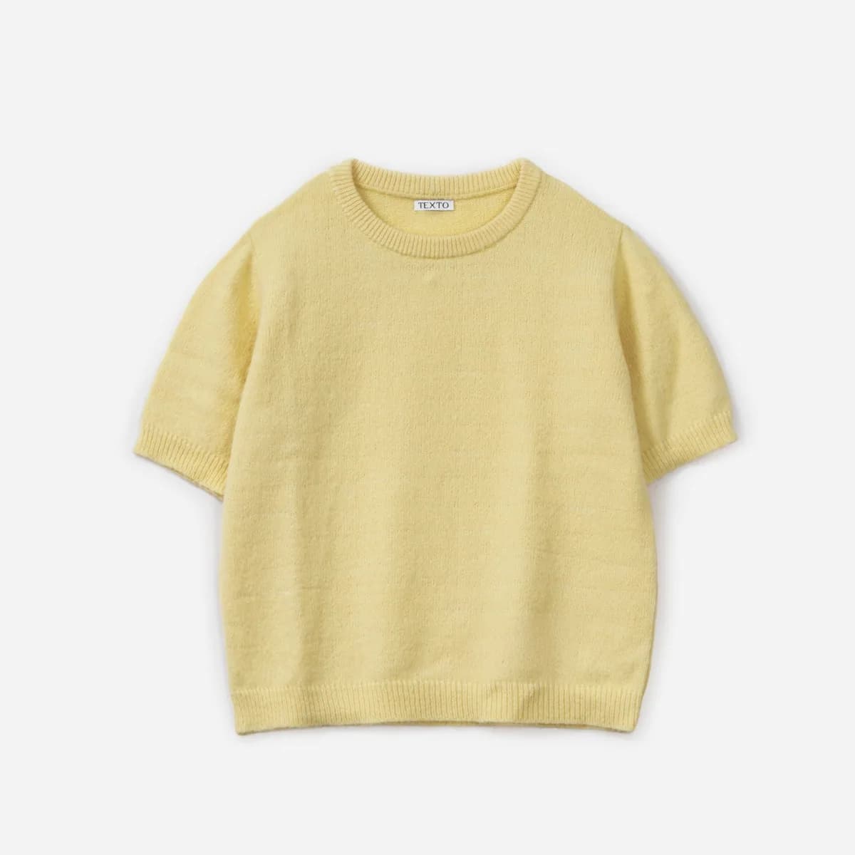 Pull jaune tricot manches courtes