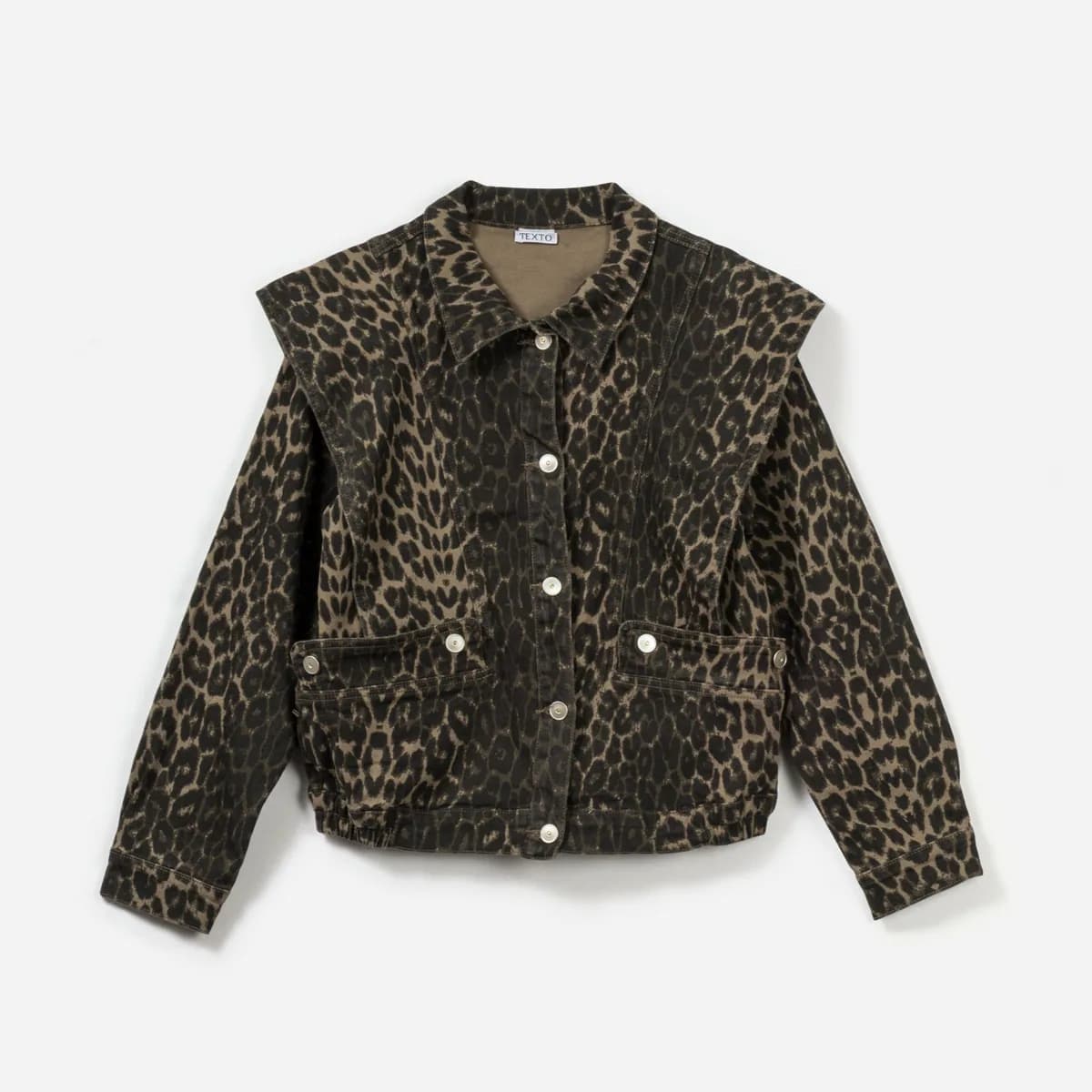 Veste en jean marron imprimé léopard