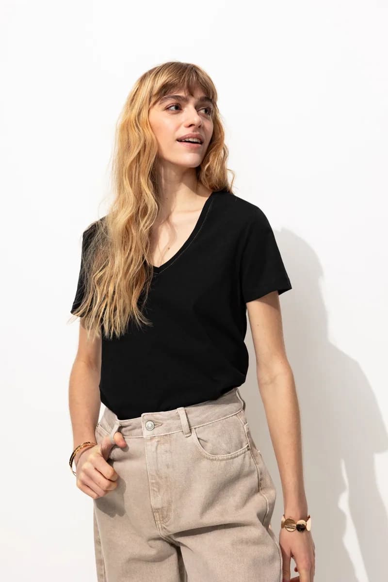 T-shirt col V Femme